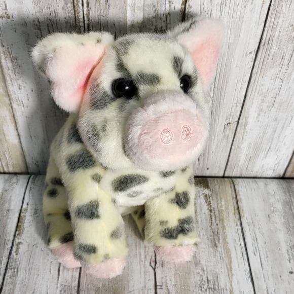 Douglas Cuddle Toys Plush Pig Spotted Black Gray Cream Stuffed Animal‎ Toy - Picture 4 of 9